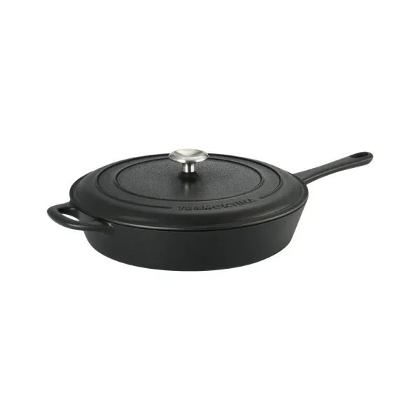 12.5 Inch Cast Iron Covered Skillet  Pre-Seasoned