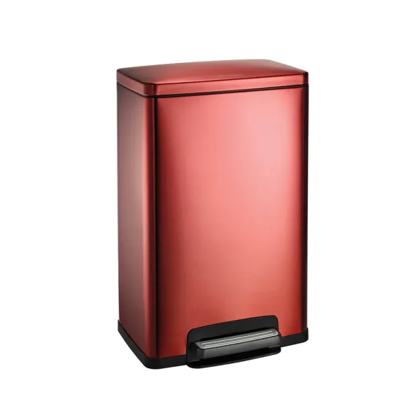 13 Gallon Stainless Steel Step Can with Soft Closing Lid – Red