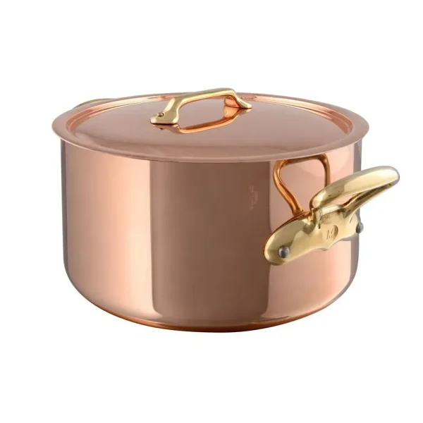 M’200 B Copper Stewpan With Lid, Brass Handles