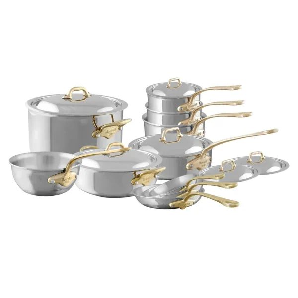 5-Ply 16-Piece Cookware Set With Brass Handles