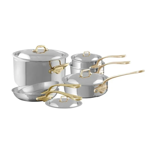 5-Ply 10-Piece Cookware Set With Brass Handles