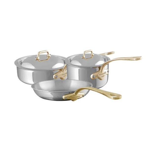5-Ply 5-Piece Cookware Set, Brass Handles