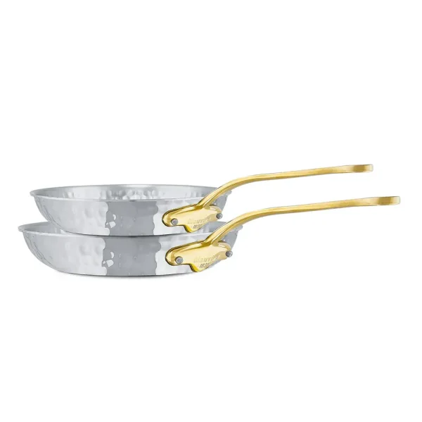 Hammered 5-Ply 2-Piece Frying Pan Set With Brass Handles