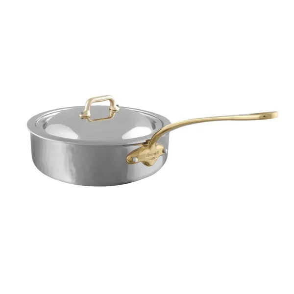 Hammered 5-Ply Saute Pan With Curved Lid, Brass Handle