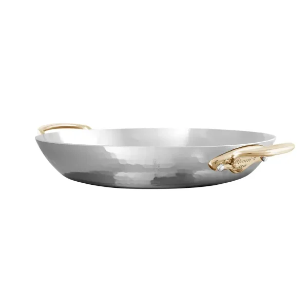 Hammered 5-Ply Round Pan With Brass Handles