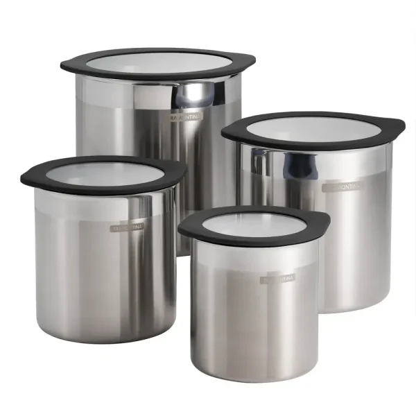 4 Piece Stainless Steel Canister Set – Black