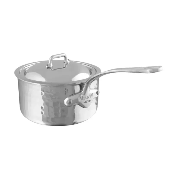 Hammered 5-Ply Sauce Pan With Curved Lid, Cast Stainless Steel Handles