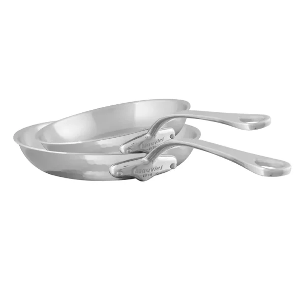Hammered 5-Ply 2-Piece Frying Pan Set With Cast Stainless Steel Handles