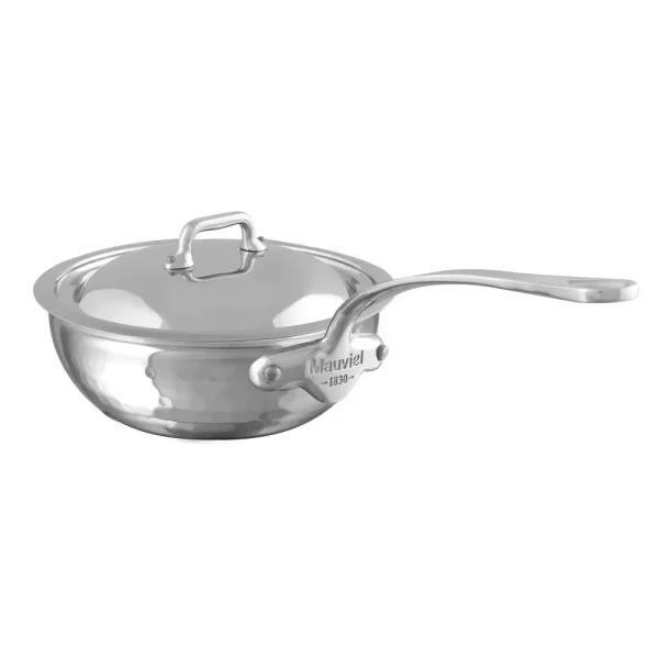 Hammered 5-Ply Chef Pan With Curved Lid, Cast Stainless Steel Handle