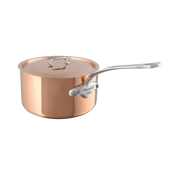 Copper Sauce Pan With Lid, Cast Stainless Steel Handle