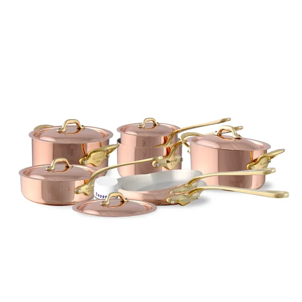 12-Piece Copper Cookware Set With Brass Handles