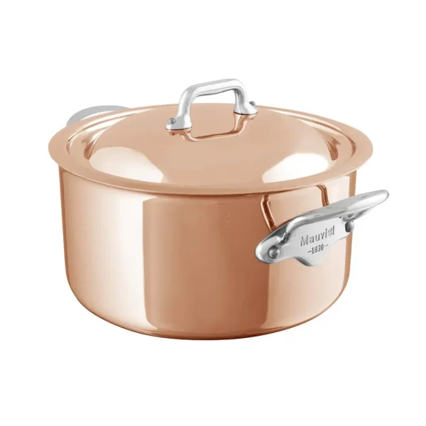 Induction Copper Stewpan With Lid, Cast Stainless Steel Handles