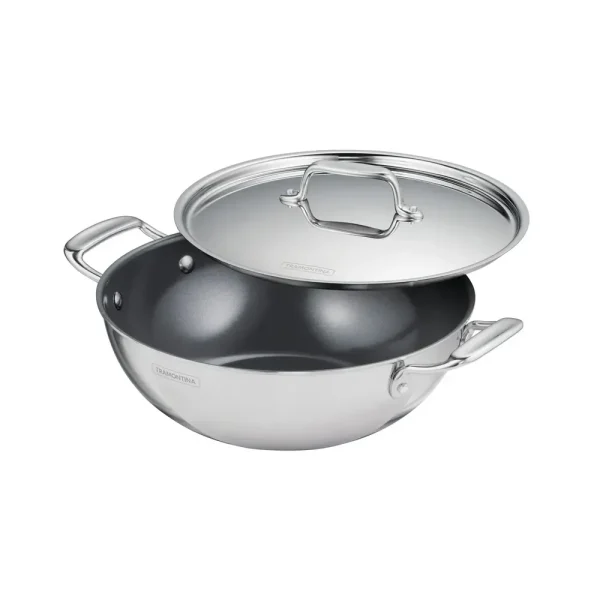 Tri-Ply Clad Covered Kadai with Ceramic Interior