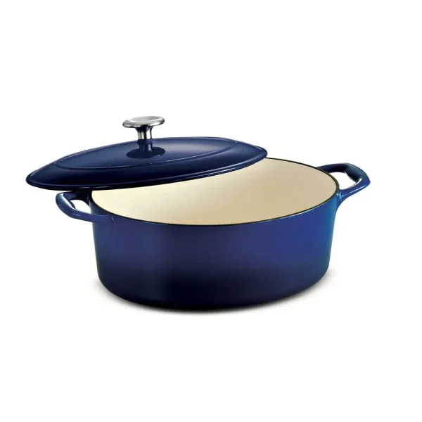 Bestow 5.5 Quart Enameled Cast-Iron Covered Oval Dutch Oven – Gradated Cobalt