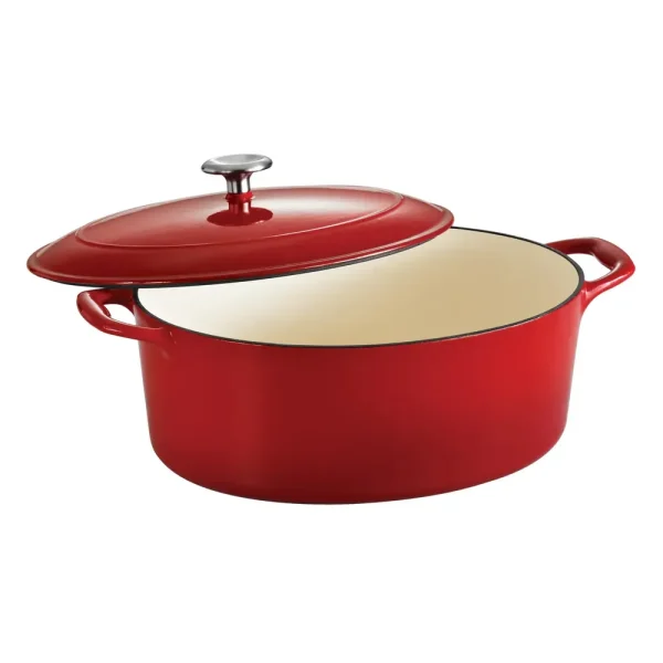 Bestow 7 Qt Enameled Cast-Iron  Covered Oval Dutch Oven – Gradated Red