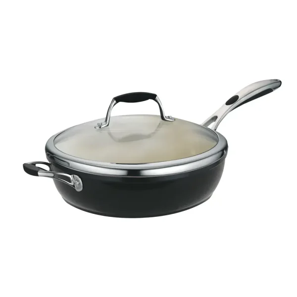 Ceramica Deluxe 11 Inch Ceramic Covered Deep Skillet – Black