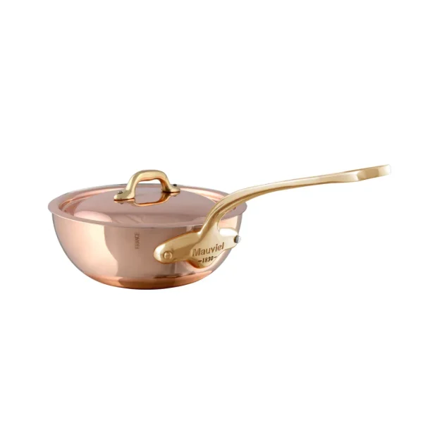 Copper Chef Pan With Lid and Brass Handle