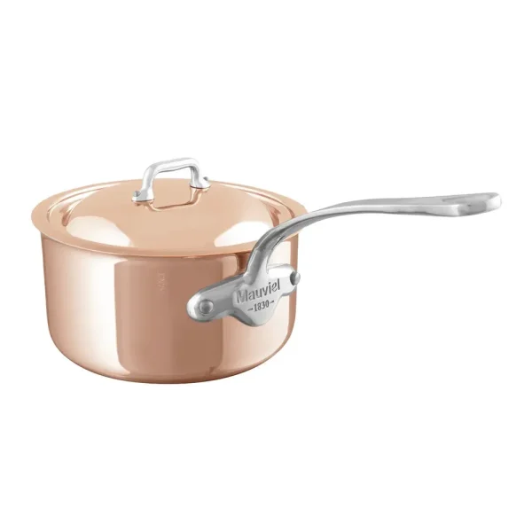 Induction Copper Sauce Pan With Lid, Cast Stainless Steel Handle