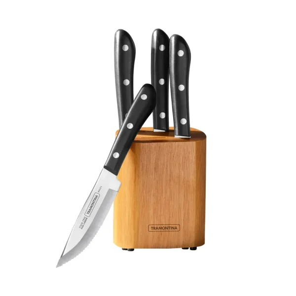 Porterhouse 4 Piece – 5 in Steak Knife Set with Hardwood Block