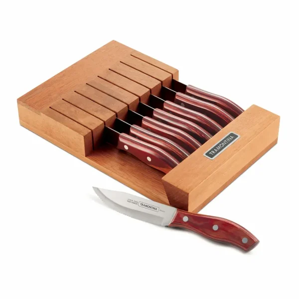 9 Piece 5 in Porterhouse Steak Knife Set with Multi-Purpose Block