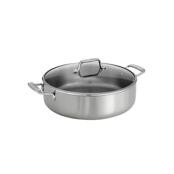 Tri-Ply Clad 6 Quart Stainless Steel Covered Braiser – Glass Lid