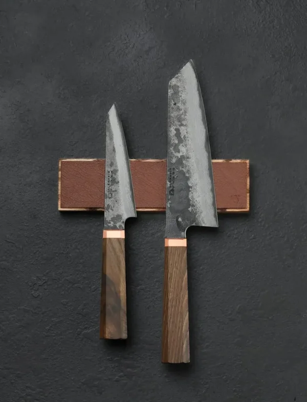 Brown Leather & Oak Magnetic Knife Rack
