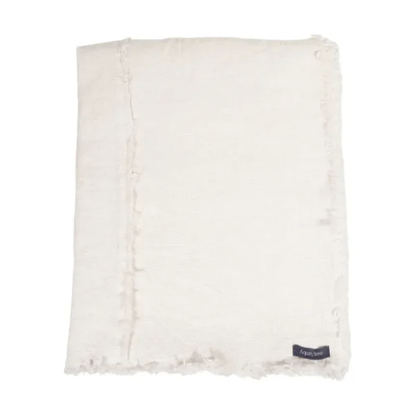 Fringed Linen Tablecloth / White