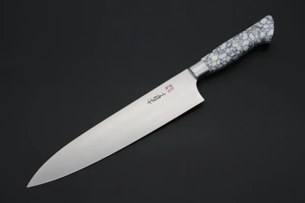Gyuto Knife 210mm (8.2 Inch, White Turquoise Gem-Composite-stone Handle)