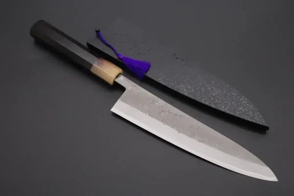 Natures “Super Blue Moon ” BMS-5E Wa Gyuto Knife 210mm (8.2 inch, Octagonal Ebonywood Handle)