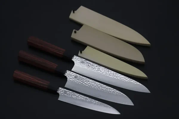 Heptagon 3Pcs Knife Set” CHW-1 Wa Petty 150mm, CHW-2 Wa Santoku 175mm, CHW-3 Wa Gyuto 210mm (comes with Magnolia Sayas)