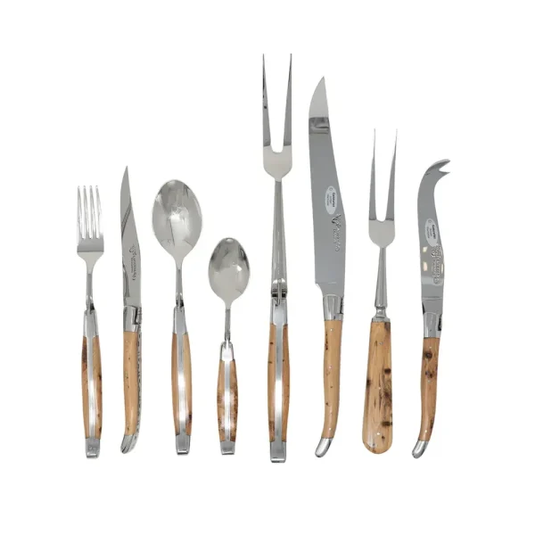 Laguiole en Aubrac 28-Piece Cutlery Set with Canteen / Juniper Handle *