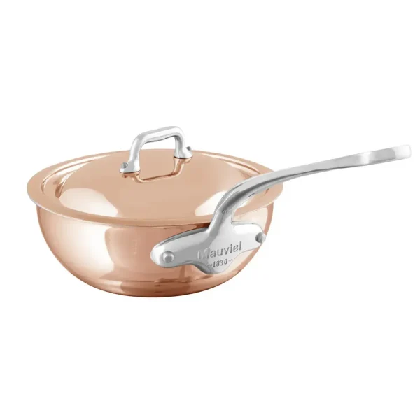 Induction Copper Chef Pan With Lid, Cast Stainless Steel Handle