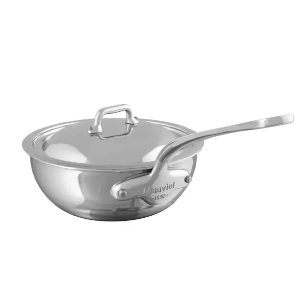 5-Ply Chef Pan With lid, Cast Stainless Steel Handle
