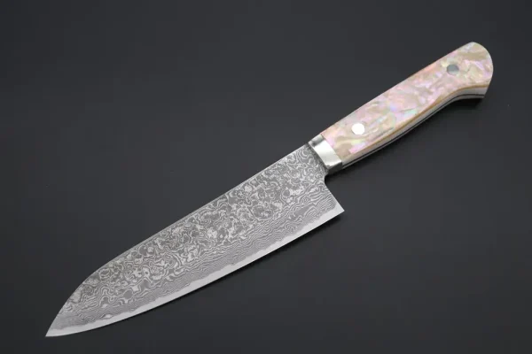 R-2 Custom Damascus Gyuto Knife 160mm (6.2 inch, “White Abalone Handle”,)