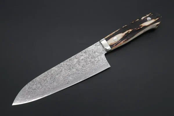 R-2 Custom Damascus Gyuto Knife 165mm (6.8 inch, “Stag Handle”,)