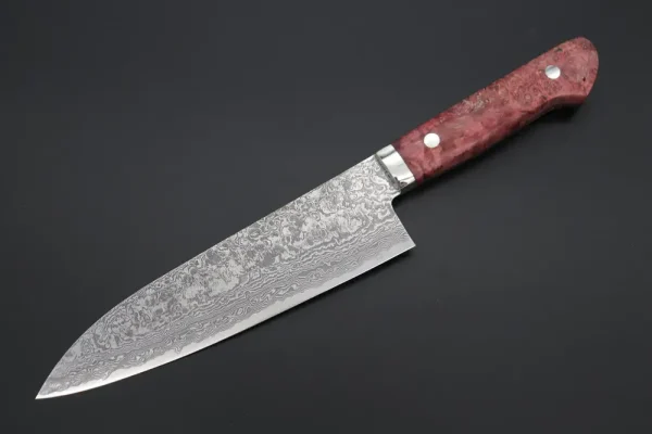 R-2 Custom Damascus Gyuto Knife 180mm (7 inch, “Stabilized Boxelderwood Handle”,)