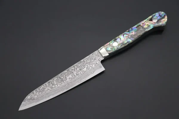 R-2 Custom Damascus Petty Knife 130mm (5.1 inch, “Abalone Handle”,)
