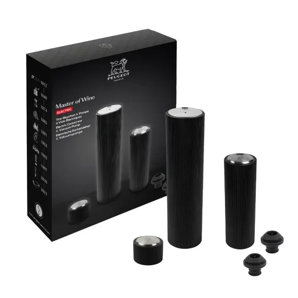 Master of Wine Electric Corkscrew & Vacuum Pump Set / Black