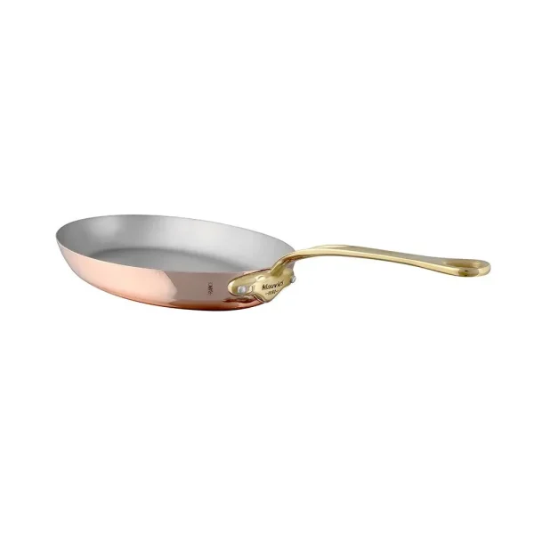 Copper Oval Frying Pan With Brass Handle