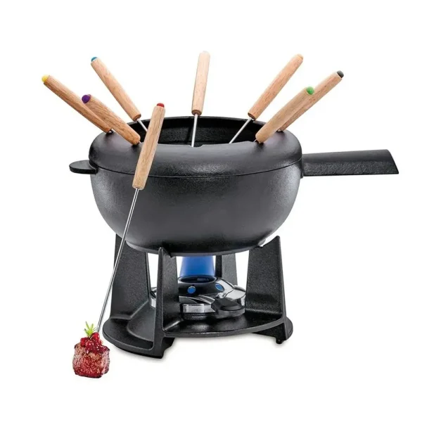 Spring Cast Iron Fondue Set / Black / 20cm