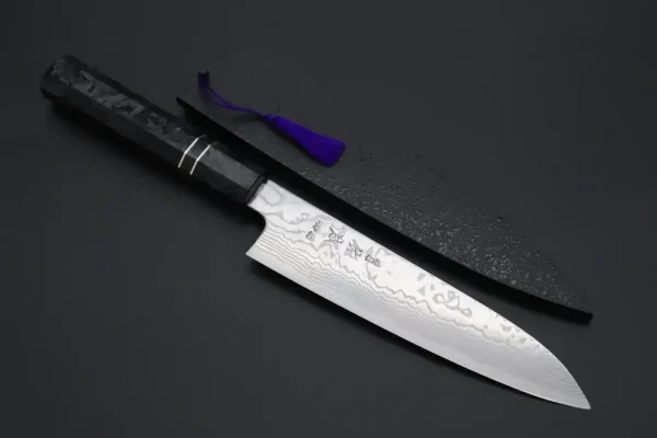 HAP-40 Nickel Damascus Wa Santoku Knife 190mm (7.4 inch,)