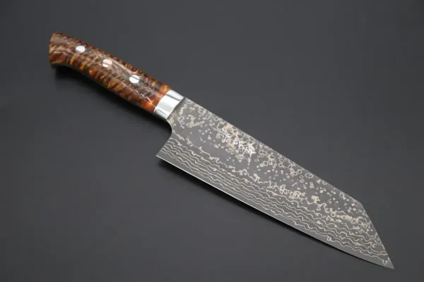 VG-10W Multi-Colored Golden-Rainbow Damascus Bunka Knife 175mm (6.8 Inch)