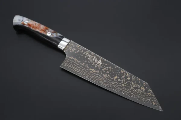 VG-10W Multi-Colored Golden-Rainbow Damascus Bunka Knife 175mm (6.8 Inch)