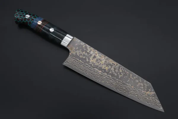 VG-10W Multi-Colored Golden-Rainbow Damascus Bunka Knife 175mm (6.8 Inch)