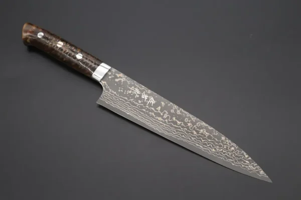 VG-10W Multi-Colored Golden-Rainbow Damascus Gyuto Knife 210mm (8.2 Inch)