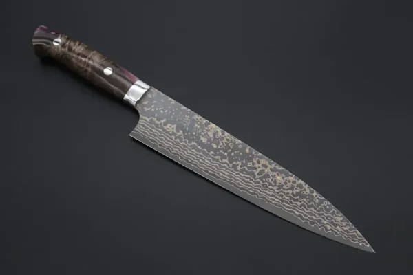 VG-10W Multi-Colored Golden-Rainbow Damascus Gyuto Knife 210mm (8.2 Inch)