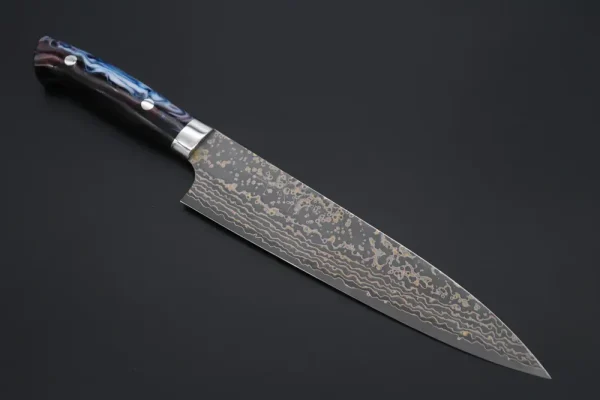 VG-10W Multi-Colored Golden-Rainbow Damascus Gyuto Knife 210mm (8.2 Inch)