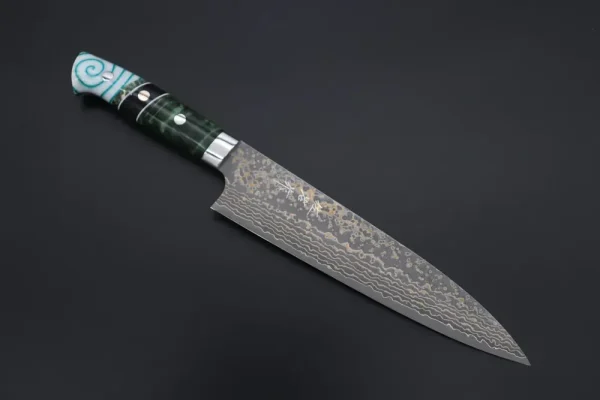 VG-10W Multi-Colored Golden-Rainbow Damascus Gyuto Knife 210mm (8.2 Inch)