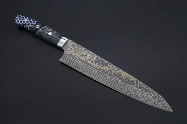 VG-10W Multi-Colored Golden-Rainbow Damascus Gyuto Knife 240mm (9.4 Inch)