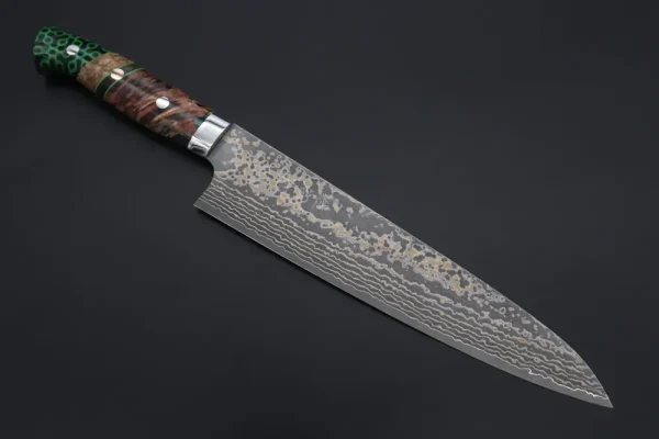 VG-10W Multi-Colored Golden-Rainbow Damascus Gyuto Knife 240mm (9.4 Inch)